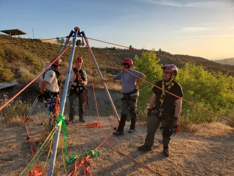 Tripod system at sunset
